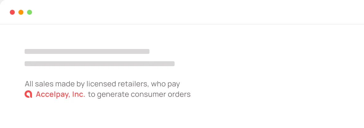 AccelPay Notice in browser