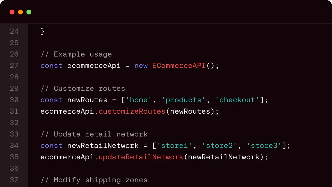 Adaptive services code snippet
